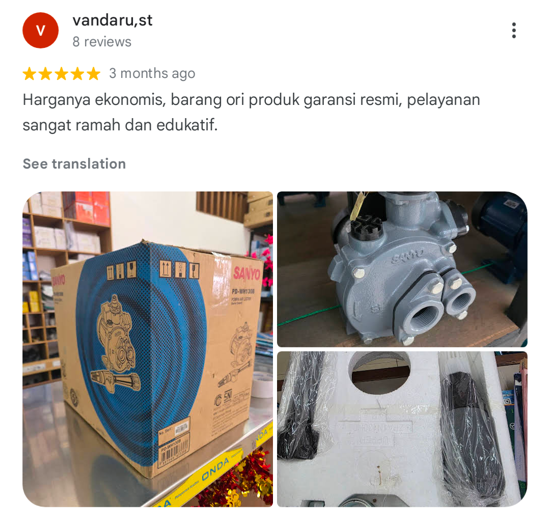 Google Maps review pelanggan CV Sumber Air