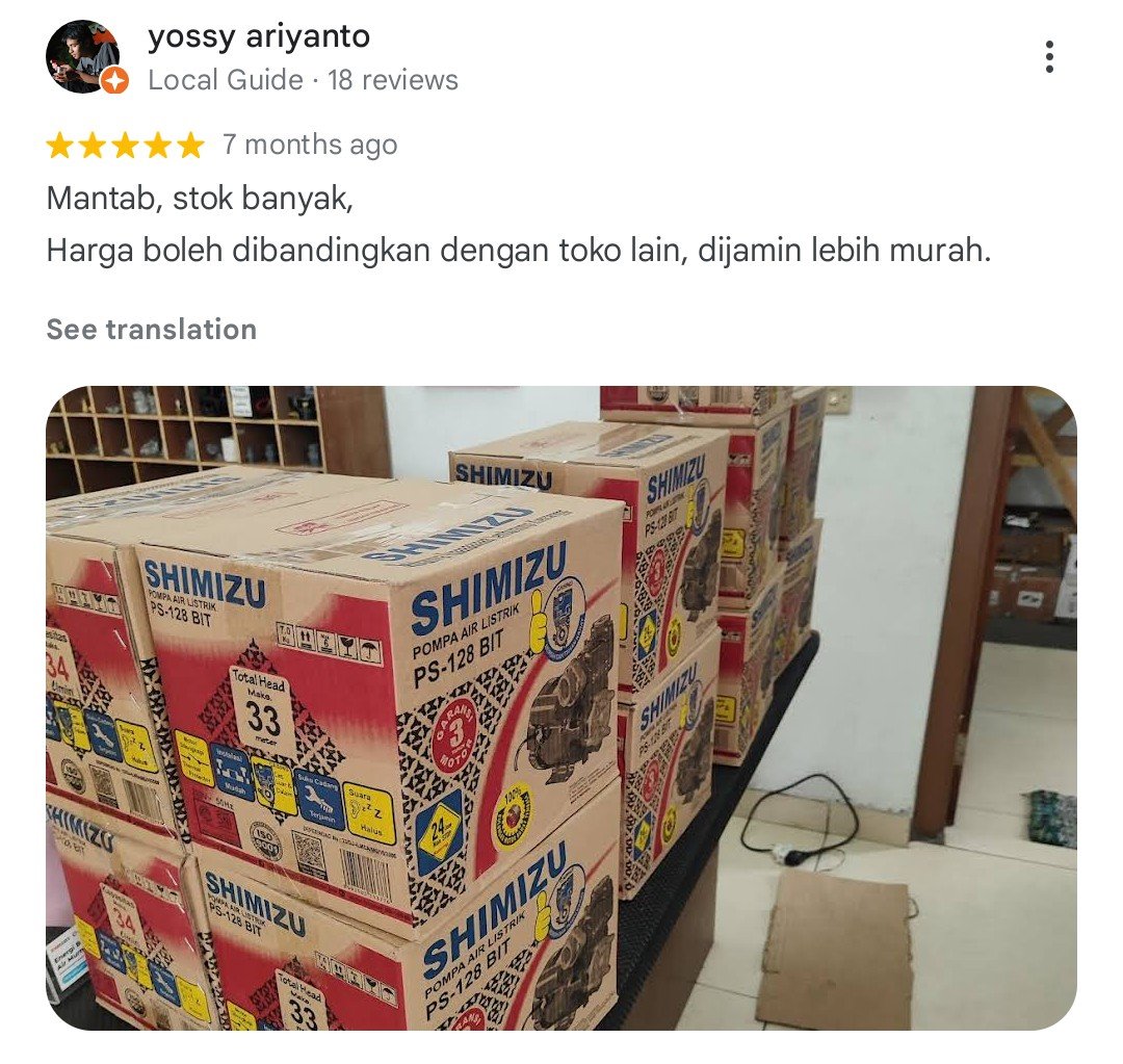 Google Maps review pelanggan CV Sumber Air